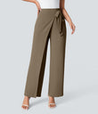 Halara Flex™ High Waisted Tie Side Wide Leg Work Pants - Lead Gray