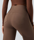DayStretch High Waisted Tummy Control Wide Leg Baggy Yoga Pants with Pockets - Sepia