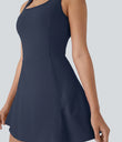 SoftlyZero™ Airy U Neck 2-in-1 Pocket Mini Cool Touch Dance Active Dress - Mood Indigo