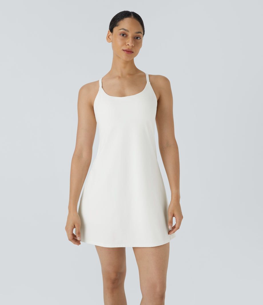 SoftlyZero™ Plush 2-in-1 Pocket Mini Active Dress DD-F Cups - White