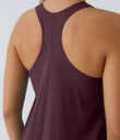 Breezeful™ Backless Racerback Side Pocket High Low Flowy Midi Quick Dry Casual Dress - Amaranth