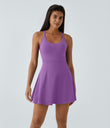 SoftlyZero™ Airy Backless Twisted Flare Low Support Dance Active Dress-Longer Length-Easy Peezy Edition A-D Cups - Dewberry
