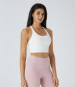 SoftlyZero™ Plush Cut Out Cropped Yoga Tank Top - White
