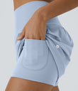 SoftlyZero™ Airy Super High Waisted 2-in-1 Cool Touch Yoga Shorts with Pockets - Skyway