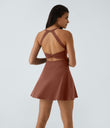 SoftlyZero™ Airy Backless Twisted Flare Low Support Dance Active Dress-Longer Length-Easy Peezy Edition A-D Cups - Sequoia