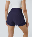 Breezeful™ Super High Waisted Curved Hem 2-in-1 Pocket Quick Dry Yoga Shorts 3.5'' - Peacoat