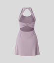 Backless Twisted Active Dress - Pink Purple