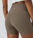 Halara UltraSculpt™ High Waisted Tummy Control Side Pocket Shaping Training Biker Shorts 5'' - Dawn Brown