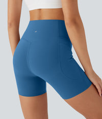 Halara UltraSculpt™ High Waisted Butt Lifting Tummy Control Pocket Shaping Training Biker Shorts 5'' - Vallarta Blue