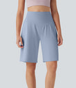 SoftlyZero™ Airy High Waisted Pockets Cool Touch Yoga Bermuda Shorts - Skyway
