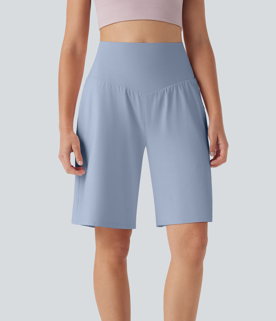 SoftlyZero™ Airy High Waisted Pockets Cool Touch Yoga Bermuda Shorts - Skyway