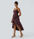 Breezeful™ High Low 2-Piece Pocket Flowy Midi Quick Dry Casual Dress - Amaranth