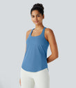 Halara UltraSculpt™ Round Neck Curved Hem Workout Tank Top - Pacific Coast