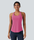 Halara UltraSculpt™ Round Neck Crisscross Back Running Tank Tops DD-F Cups - Pink Power