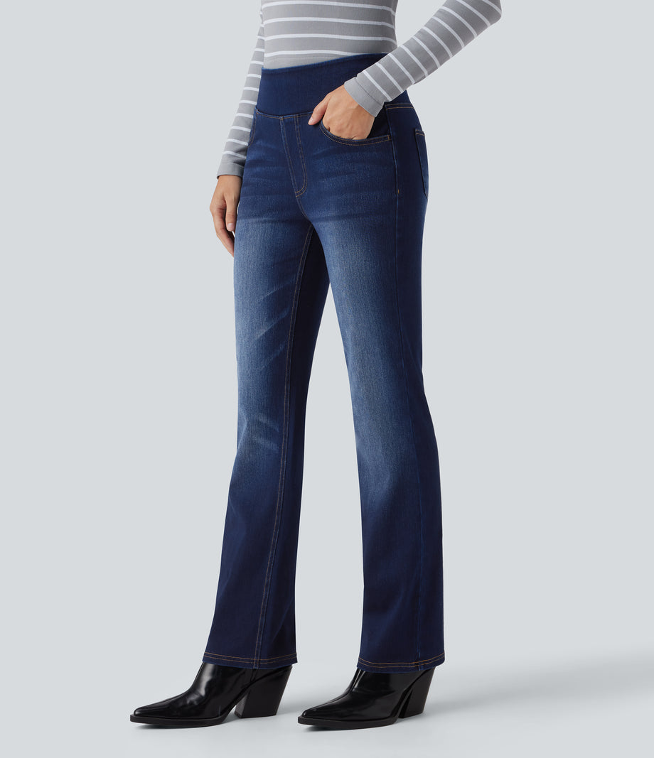 Halara Flex™ High Waisted Pockets Washed Casual Bootcut Jeans - Inkling  Blue Denim