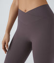 Patitoff™ 2.0 Pet Hair Resistant High Waisted Crossover Side Pocket Yoga Leggings - Light Gray Plum Purple