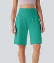 SoftlyZero™ Airy High Waisted Pockets Cool Touch Yoga Bermuda Shorts - Waterfall