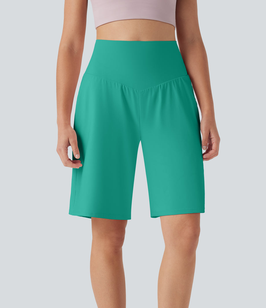 SoftlyZero™ Airy High Waisted Pockets Cool Touch Yoga Bermuda Shorts - Waterfall