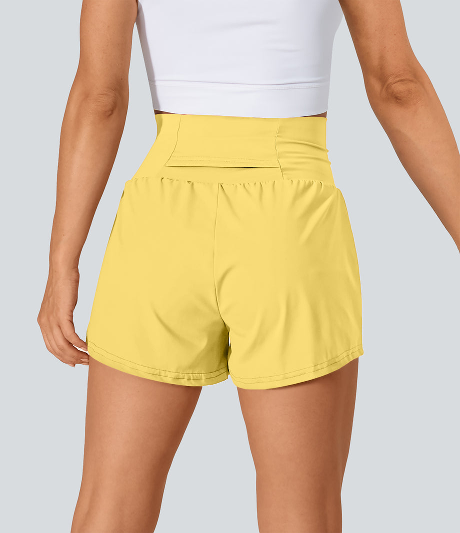 SoftlyZero™ Airy Super High Waisted 2-in-1 Cool Touch Yoga Shorts with Pockets - Goldfinch