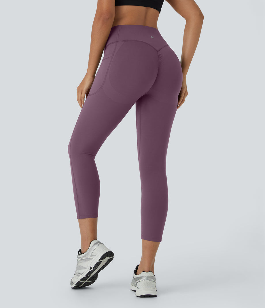 Halara UltraSculpt™ High Waisted Scrunch Butt Lifting Tummy Control Pocket Shaping Capri Training Leggings - Night's Purple