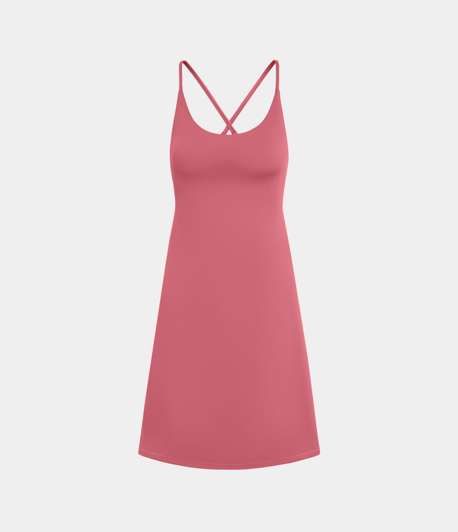 SoftlyZero™ Plush 2-in-1 Pocket Mini Active Dress DD-F Cups - Begonia Rouge