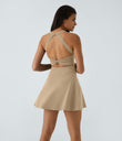 SoftlyZero™ Airy Backless Twisted Flare Low Support Dance Active Dress-Longer Length-Easy Peezy Edition A-D Cups - Curds & Whey