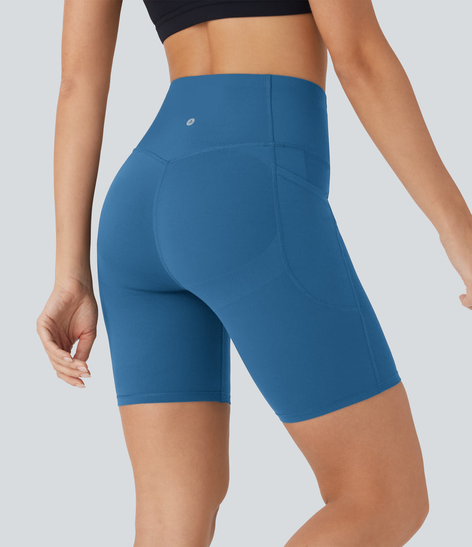 Halara UltraSculpt™ High Waisted Butt Lifting Tummy Control Pocket Shaping Training Biker Shorts 7'' - Vallarta Blue