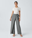 Halara Flex™ High Waisted Tie Side Wide Leg Work Pants - Gunpowder Grey