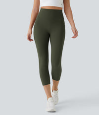 Halara UltraSculpt™ High Waisted Tummy Control Pocket Shaping Training Capri Leggings - Deep Woodland Green