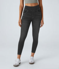 Halara Flex™ High Waisted Pockets Denim Casual Leggings - Carbon Paint Denim
