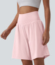 SoftlyZero™ Airy Super High Waisted 2-in-1 Cool Touch Yoga Shorts 9" with Pockets - Primrose Pink