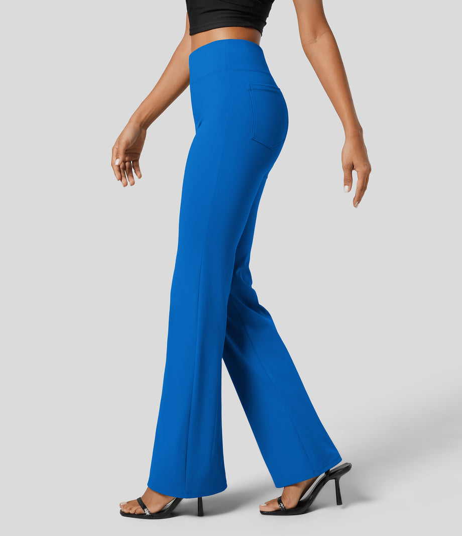 Halara Flex™ High Waisted Back Side Pocket Slight Flare Work Pants - Princess Blue