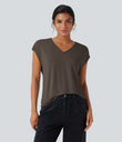 V Neck Short Sleeve Casual T-Shirt - Wren