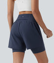 SoftlyZero™ Airy Super High Waisted 2-in-1 Cool Touch Yoga Shorts 7'' with Pockets - Mood Indigo