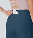 SoftlyZero™ Airy High Waisted Pockets Cool Touch Yoga Bermuda Shorts - Majolica Blue