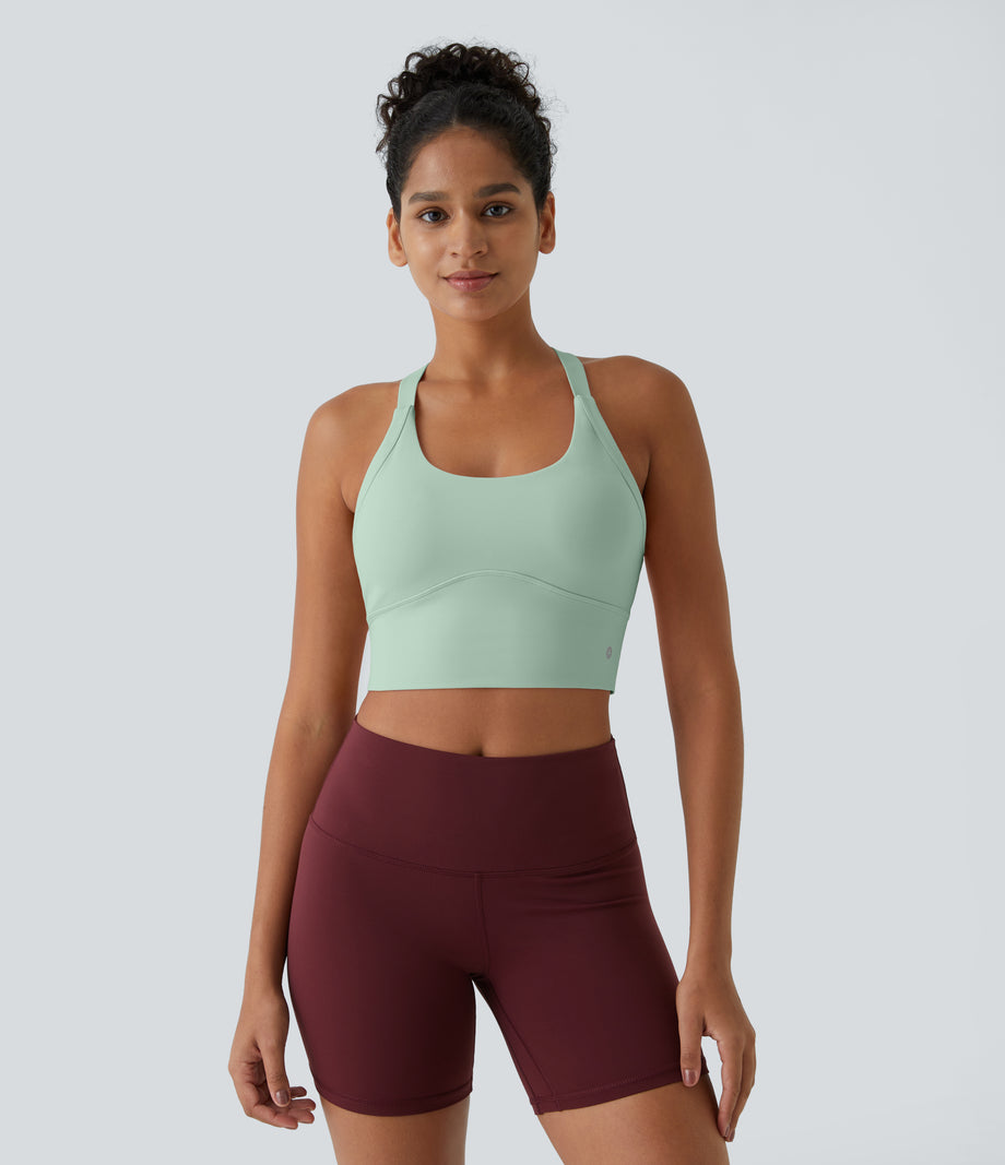 SoftlyZero™ Plush Cut Out Cropped Yoga Tank Top - Subtle Green