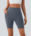 Halara UltraSculpt™ High Waisted Scrunch Butt Lifting Tummy Control Side Pocket Shaping Workout Biker Shorts 7'' - Silent Blue