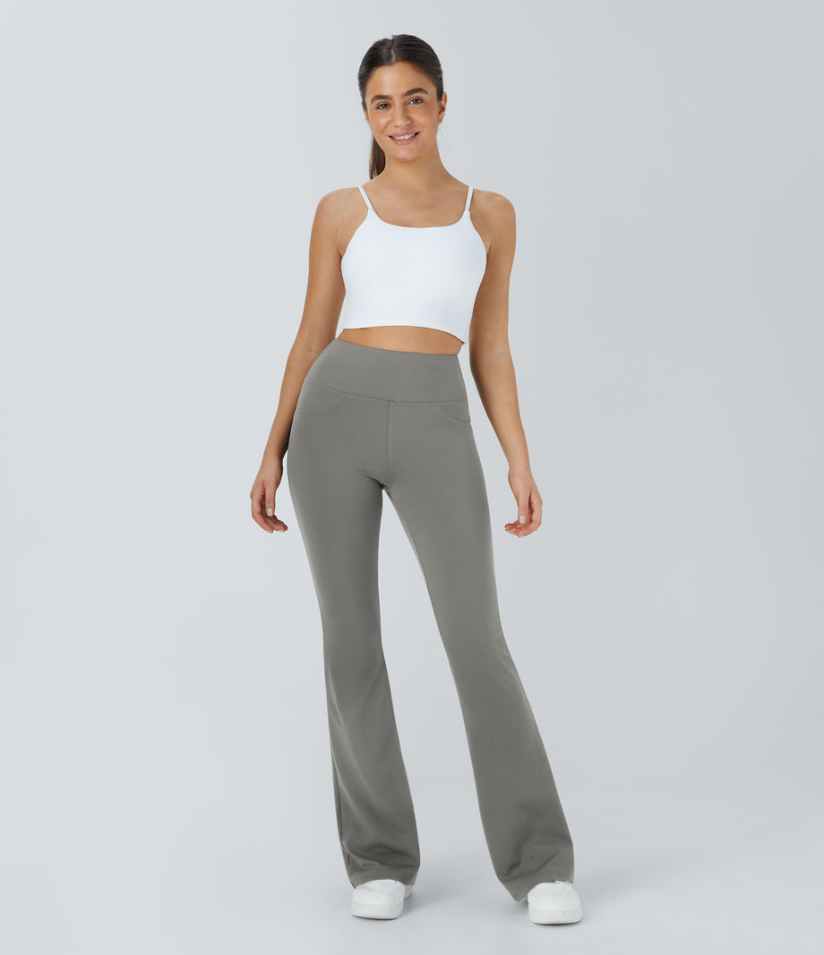 DayStretch High Waisted Pocket Flare Yoga Leggings - Silent Storm