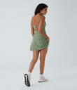 SoftlyZero™ Plush Double Straps 2-Piece Pocket Slip Dance Active Dress A-D Cups - Asparagus