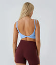 Double Straps Cropped Yoga Tank Top - Fresh Blue