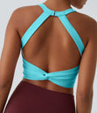 SoftlyZero™ Plush Cut Out Cropped Yoga Tank Top - Baroque Blue