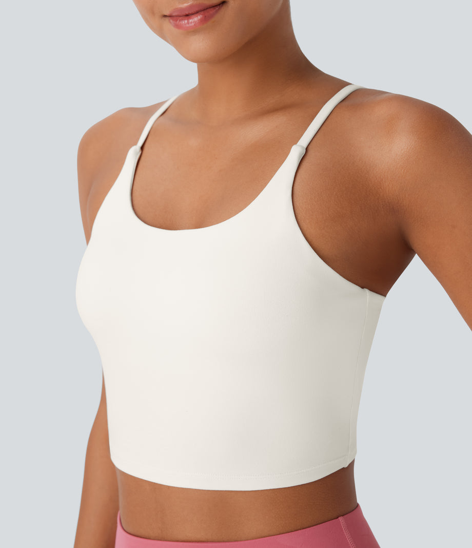 Basic Padded Workout Cropped Low Support Tank Top A-D Cups - Sugar Swizzle
