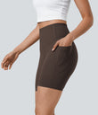 Halara UltraSculpt™ High Waisted Tummy Control Pocket Shaping Training Biker Shorts 7'' - Hot Fudge