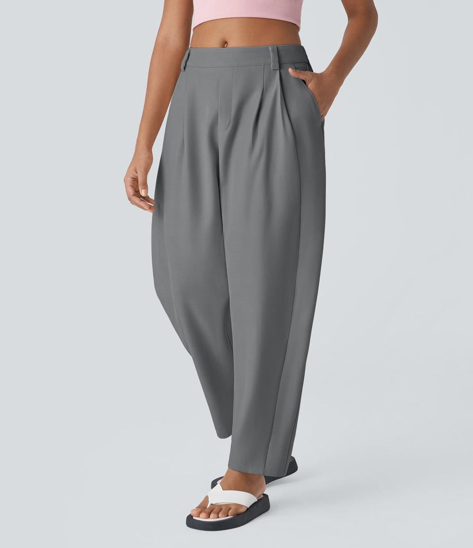 Mid Rise Pocket Barrel Leg Baggy Work Pants - Poppy Seed