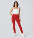 DayStretch High Waisted Cargo Pocket Skinny Yoga Leggings - Valiant Poppy