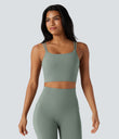 Halara UltraSculpt™ Double Straps Twisted Backless Cropped Yoga Tank Top - Iceberg Green