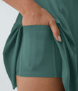 SoftlyZero™ Airy Backless Twisted Flare Low Support Dance Active Dress-Longer Length-Easy Peezy Edition A-D Cups - Blue Spruce