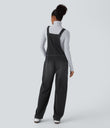 Halara Flex™ V Neck Pocket Washed Denim Casual Overalls - Dirty Grey Black Denim