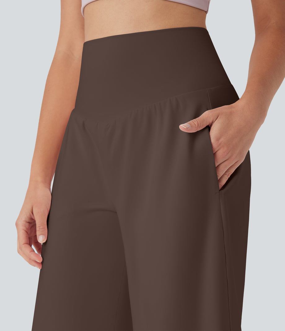 SoftlyZero™ Airy High Waisted Pockets Cool Touch Yoga Bermuda Shorts - Chocolate Martini