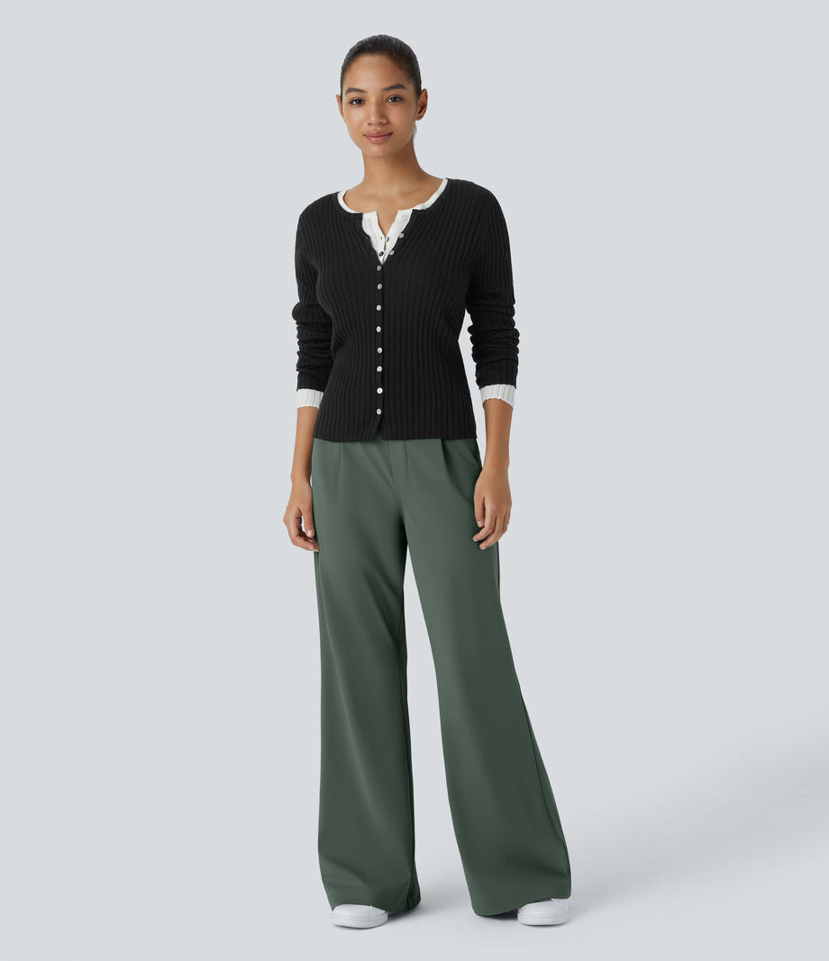 Halara Flex™ DayStretch High Waisted Pocket Work Flare Pants - Deep Aquamarine